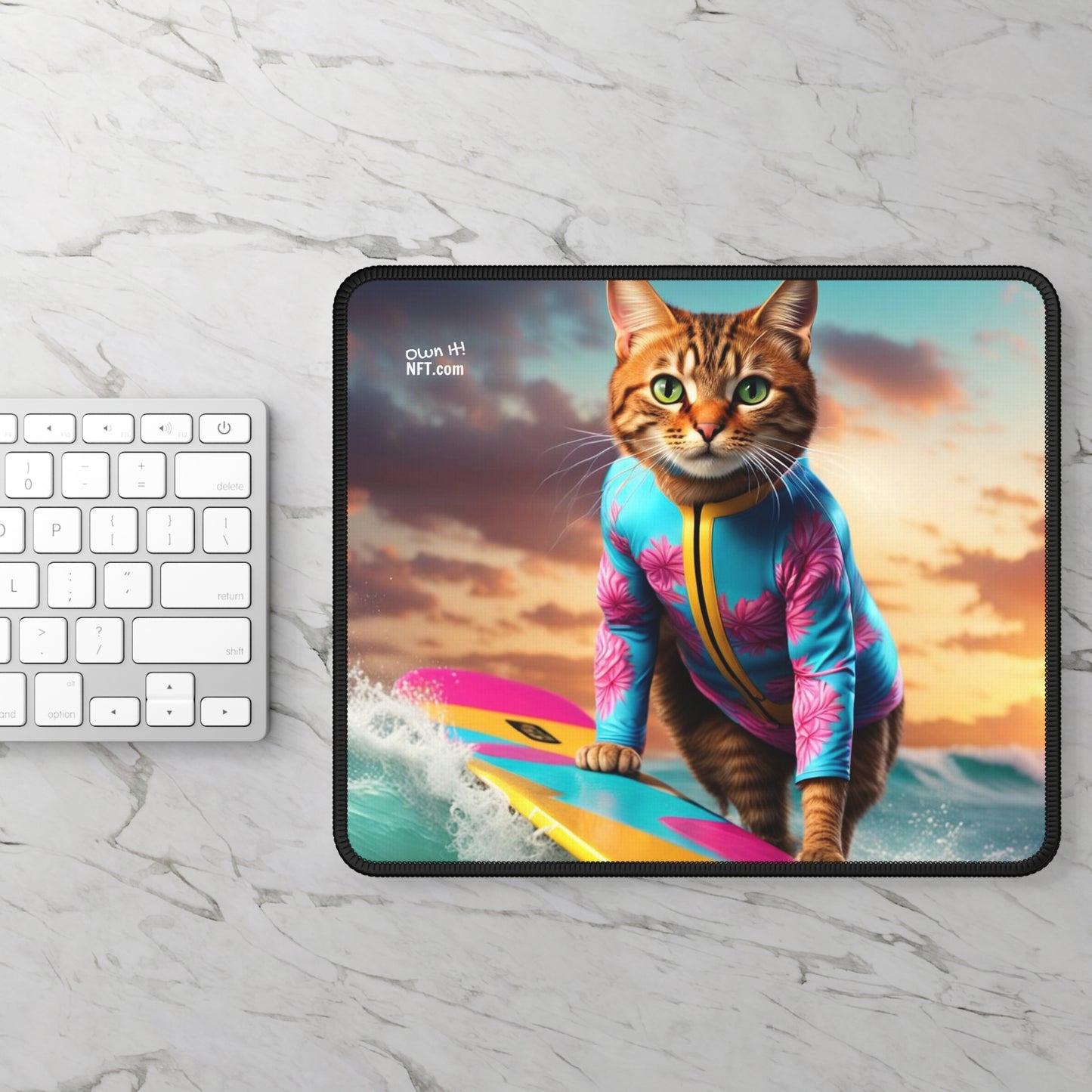 The Surf Instructor Cat Profession NFT Art Gaming Mouse Pad