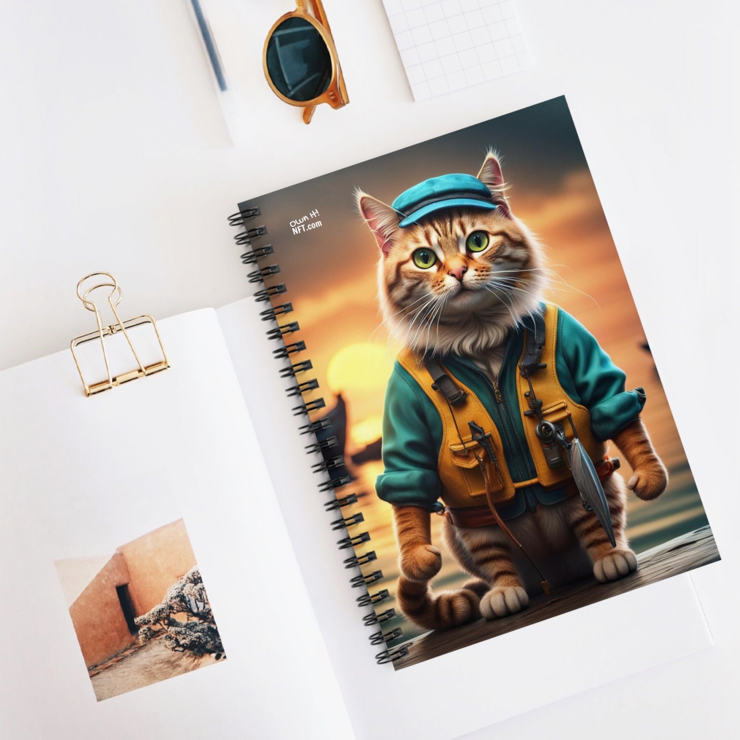 The Fisherman Cat Profession NFT Art Spiral Notebook - Ruled Line