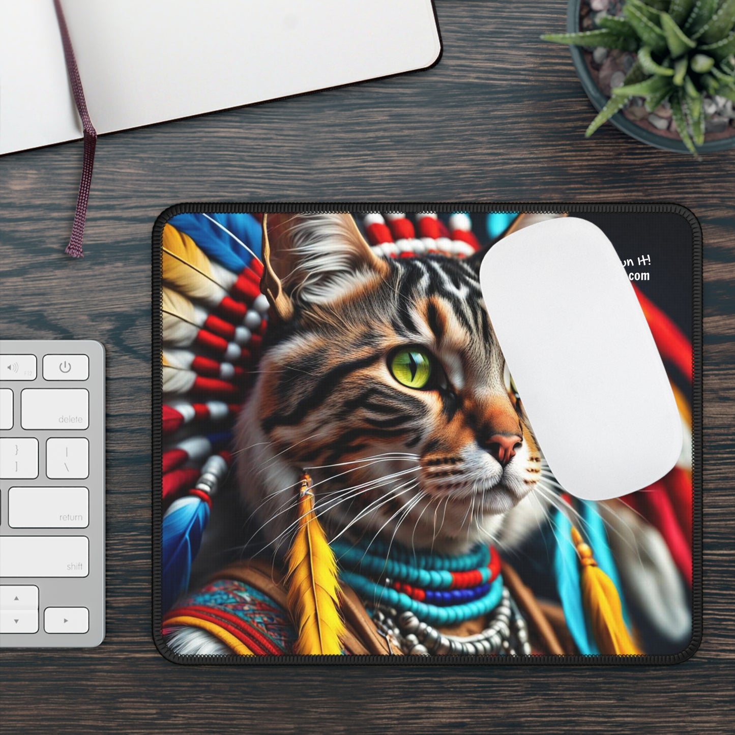 The American Indian Chief Cat Profession NFT Art Gaming Mouse Pad