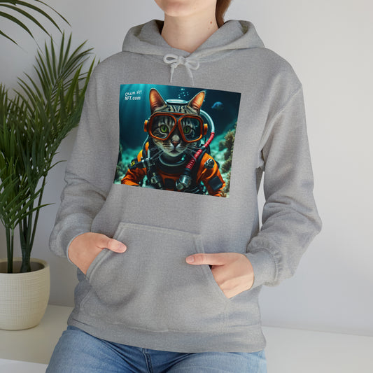 The Scuba Diver Cat Profession NFT Art Unisex Heavy Blend™ Hooded Sweatshirt