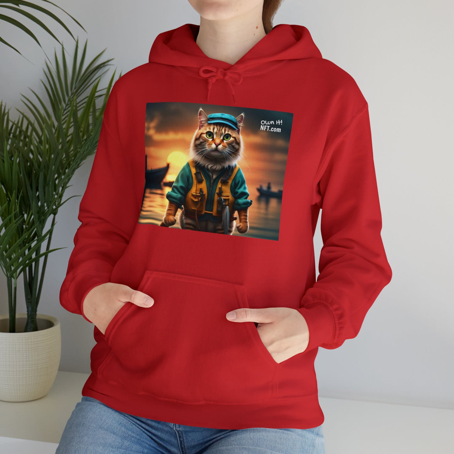 The Fisherman Cat Profession NFT Art Unisex Heavy Blend™ Hooded Sweatshirt