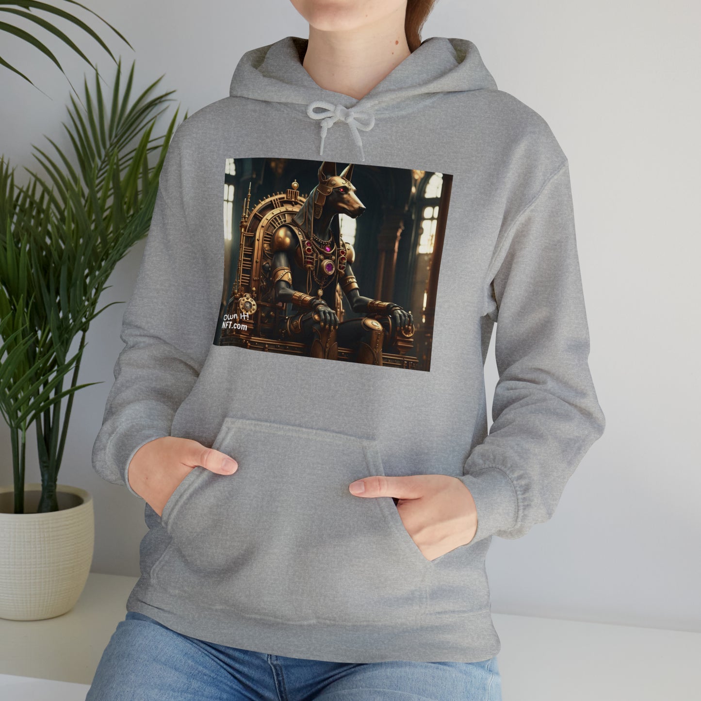 Steampunk Egyptian God Anubis NFT Art Unisex Heavy Blend™ Hooded Sweatshirt