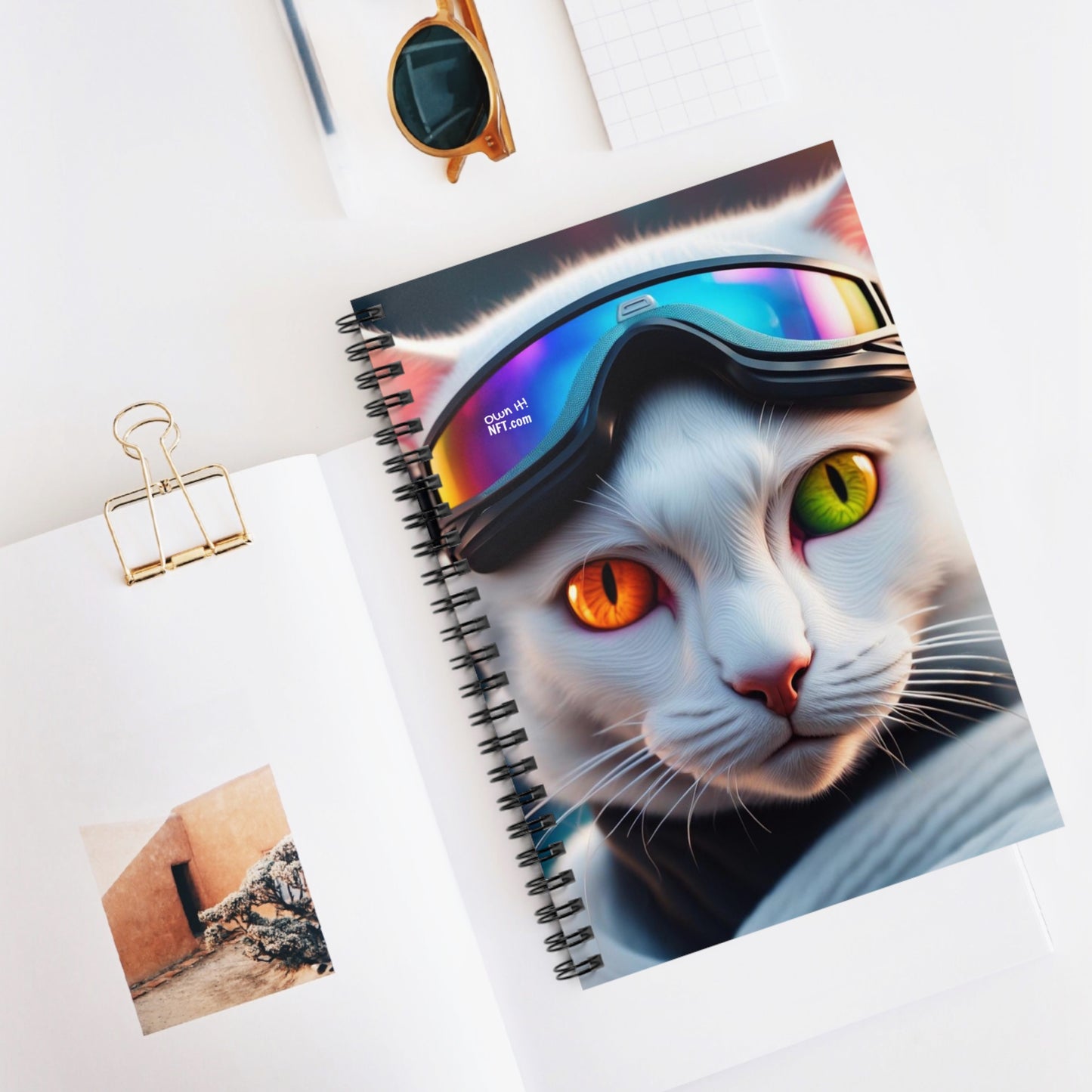 The Ski Instructor Cat Profession NFT Art Spiral Notebook - Ruled Line