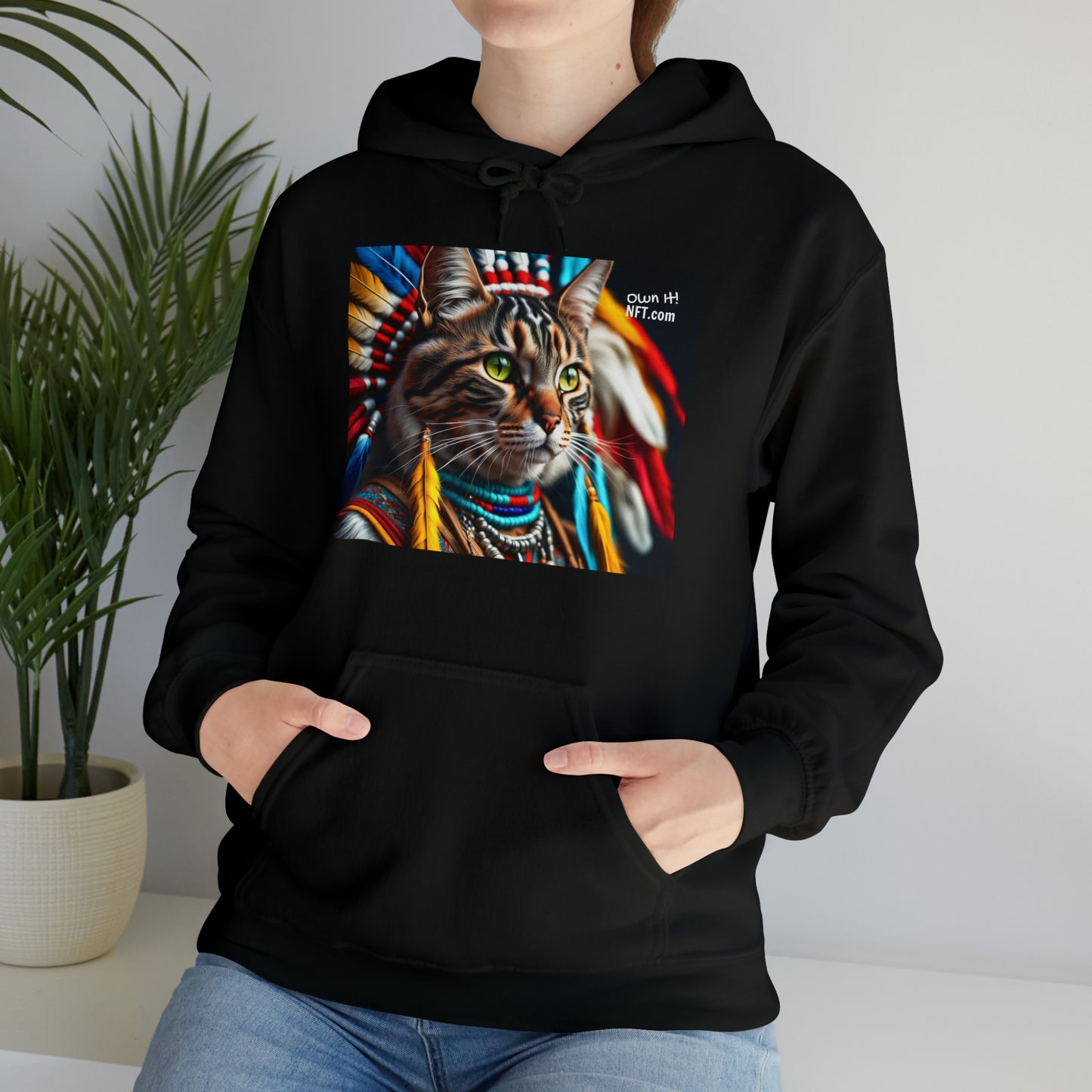 The American Indian Chief Cat Profession NFT Art Unisex Heavy Blend™ Hooded Sweatshirt