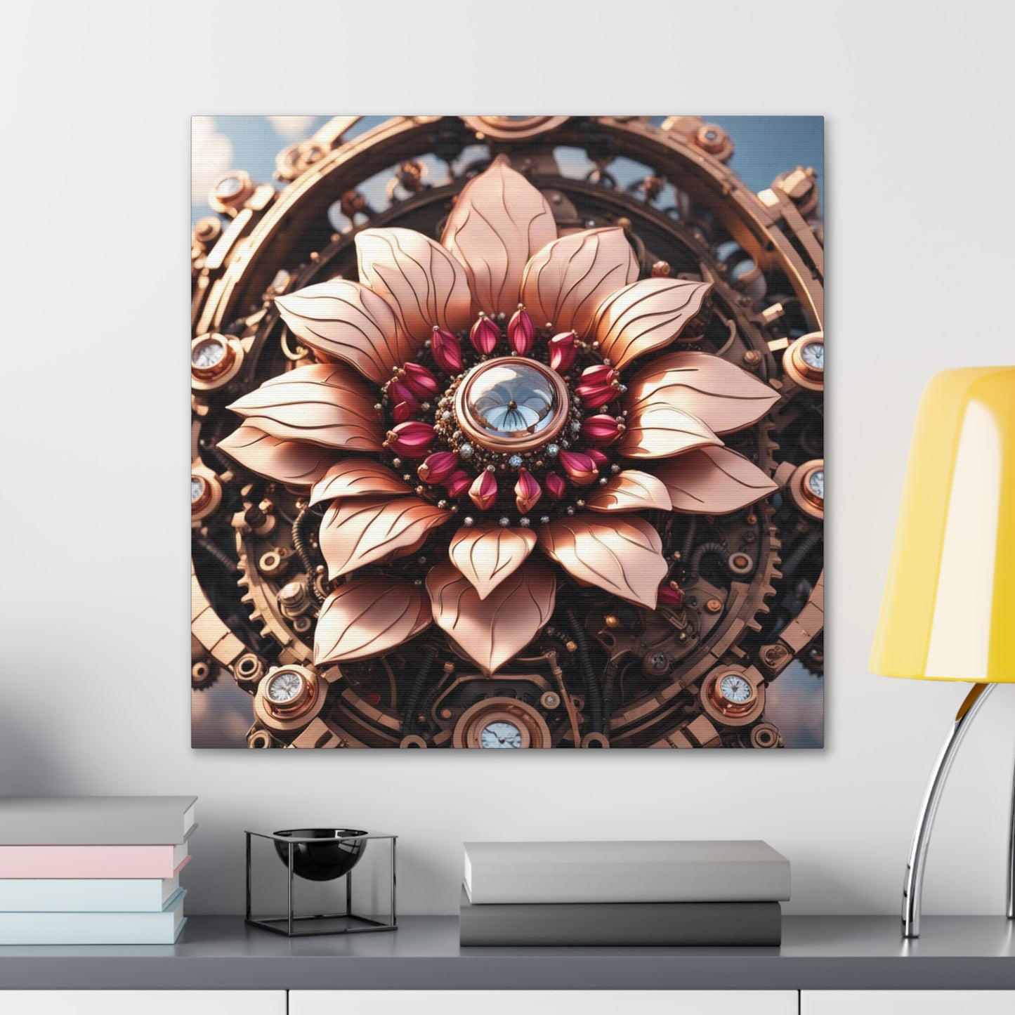 Steampunk Dahlia Flower NFT Art Canvas Gallery Wraps