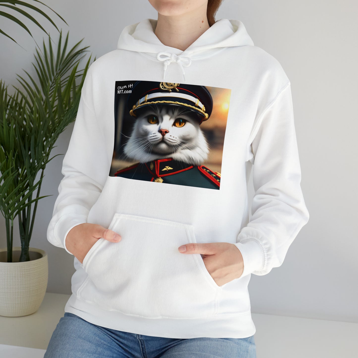 The Officer Cat Profession NFT Art Unisex Heavy Blend™ Hooded Sweatshirt