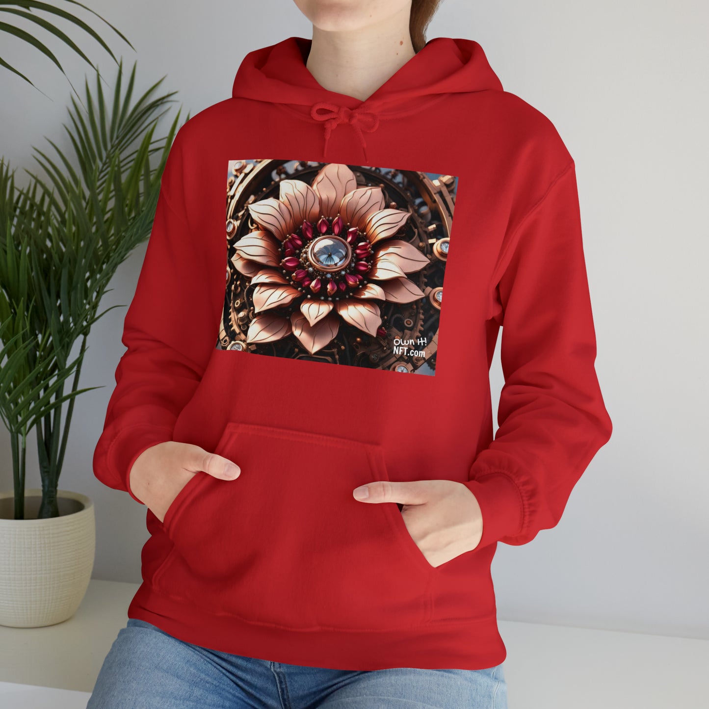 Steampunk Dahlia Flower NFT Art Unisex Heavy Blend™ Hooded Sweatshirt