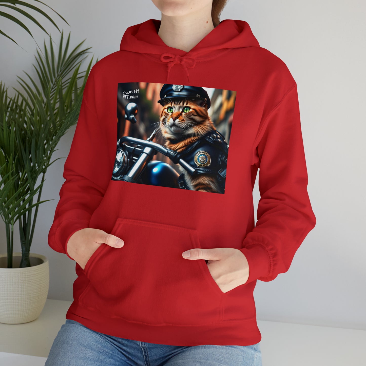 The Police Officer Cat Profession NFT Art Unisex Heavy Blend™ Hooded Sweatshirt