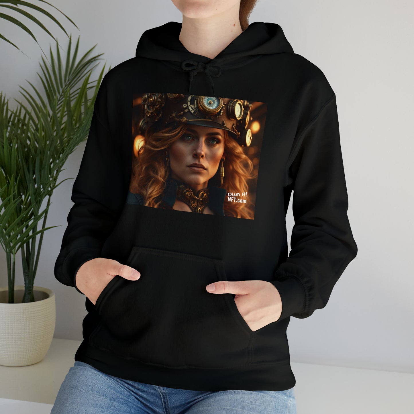 Steampunk Norse Goddess Freyja NFT Art Unisex Heavy Blend™ Hooded Sweatshirt