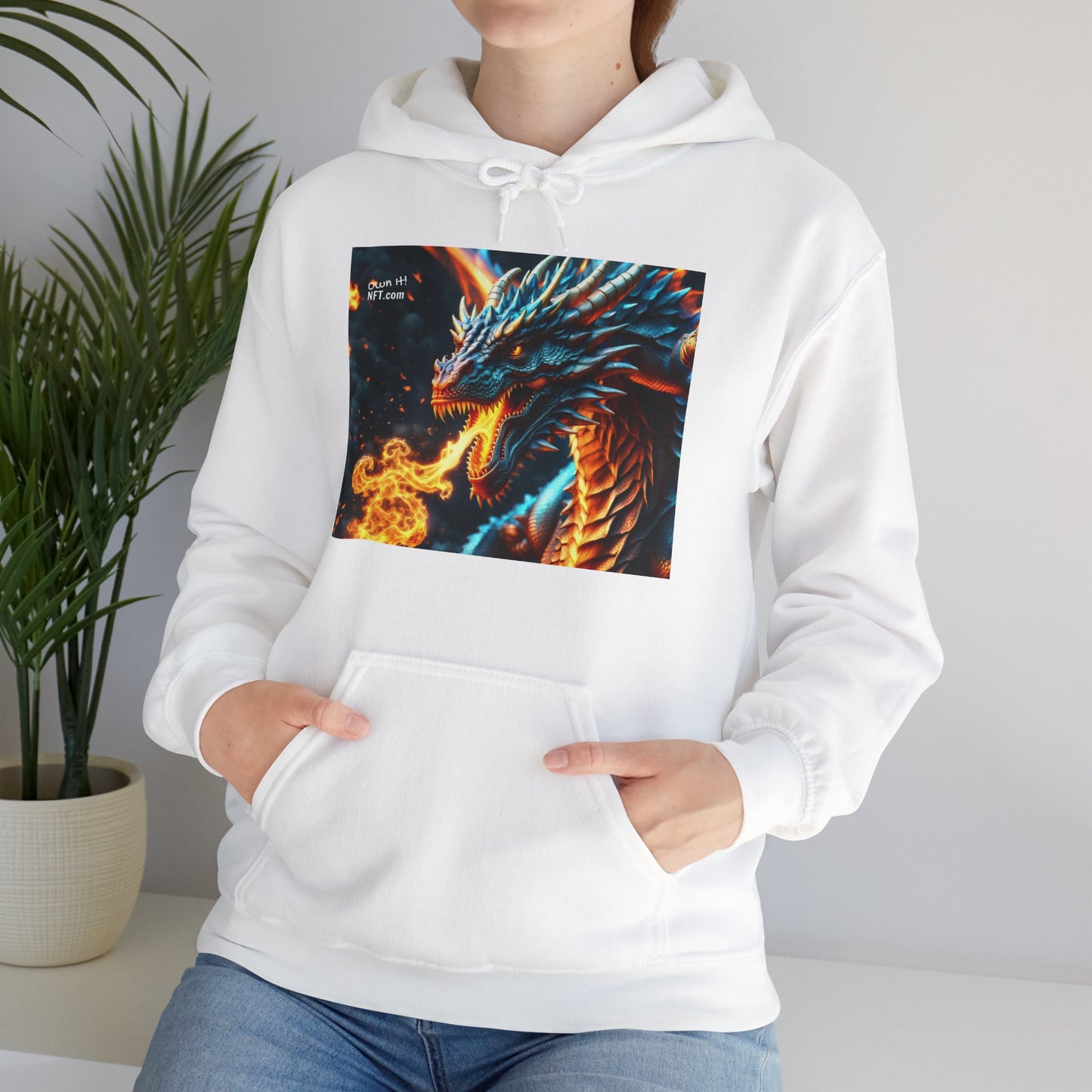 Fan Inspired Fire-Breathing Dragon NFT Art Unisex Heavy Blend™ Hooded Sweatshirt