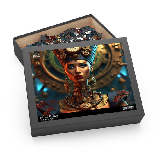 Steampunk Egyptian Queen Nefertiti NFT Art Collection Puzzle (120, 252, 500-Piece)