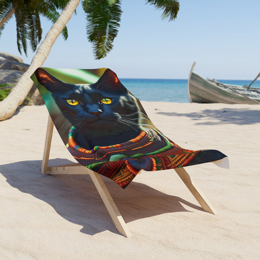 The African Chief Cat Profession NFT Art Beach Towel