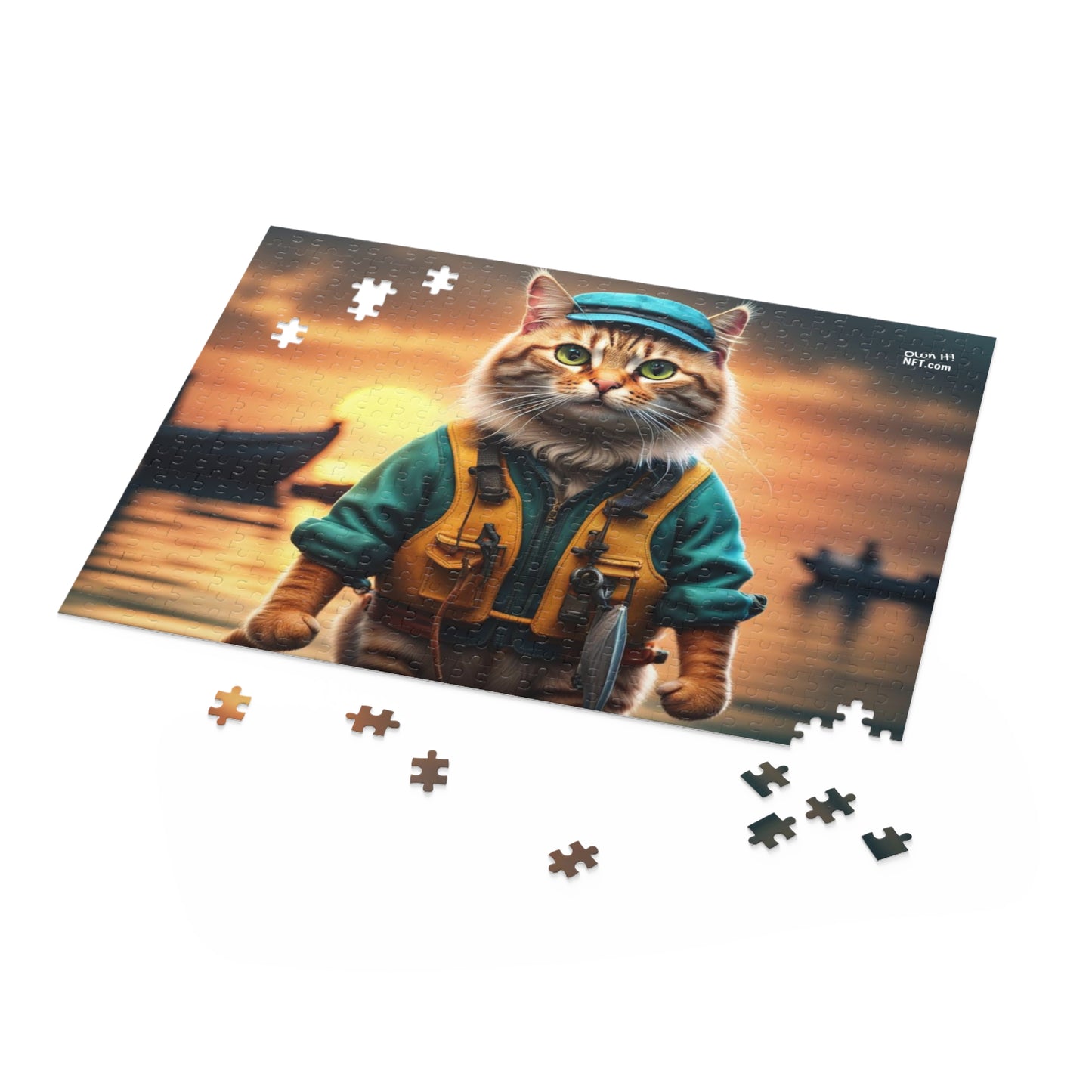 Fisherman Cat Profession NFT Art Collection Puzzle (120, 252, 500-Piece)