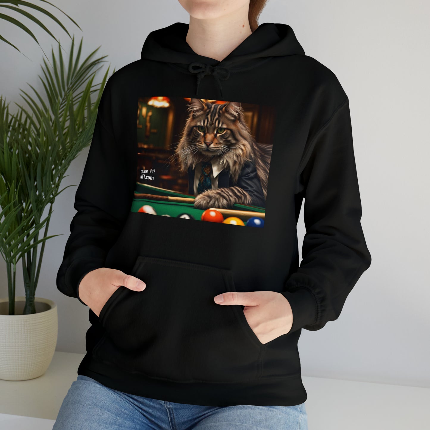 The Pool Shark Cat Profession NFT Art Unisex Heavy Blend™ Hooded Sweatshirt