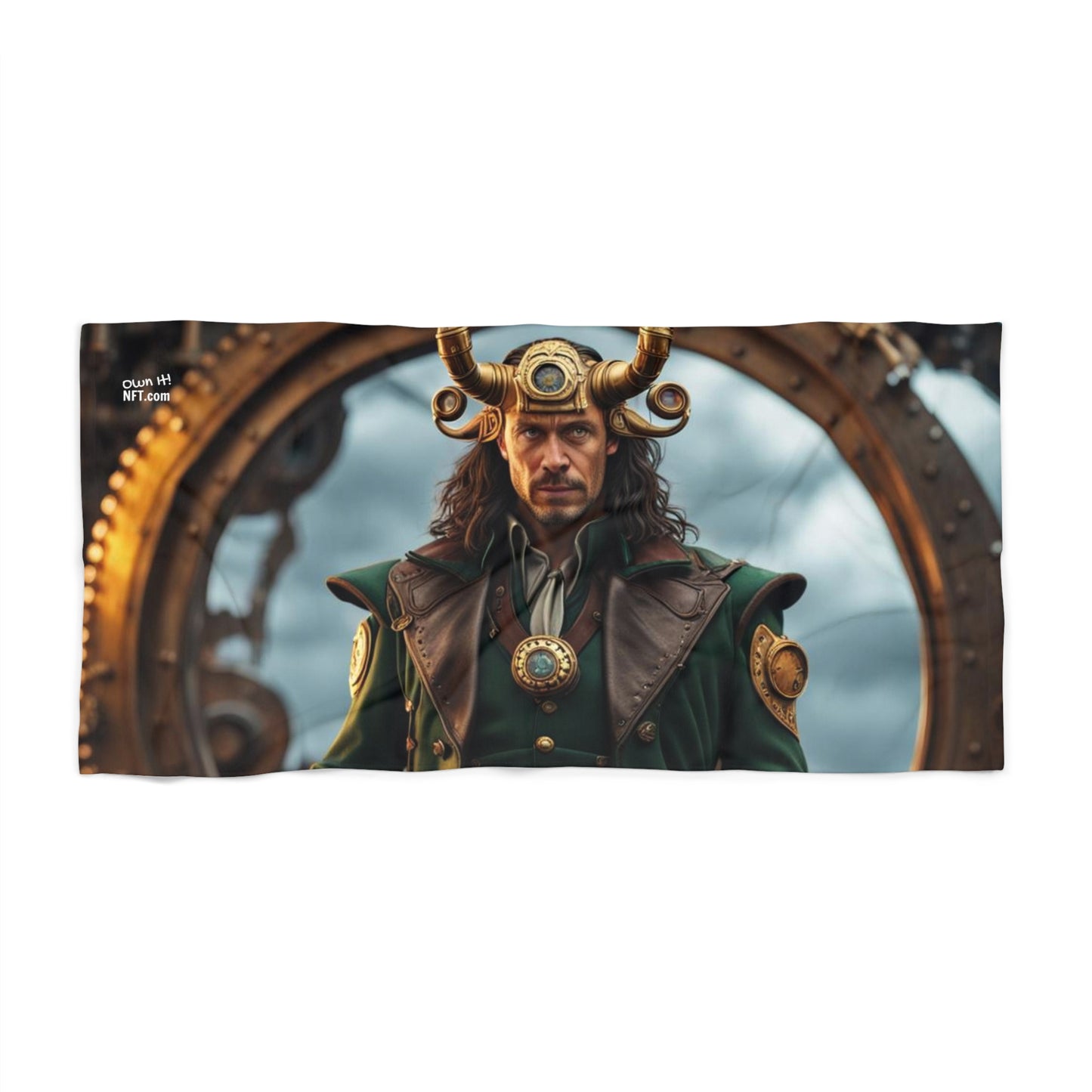 Steampunk Norse God Loki NFT Art Beach Towel