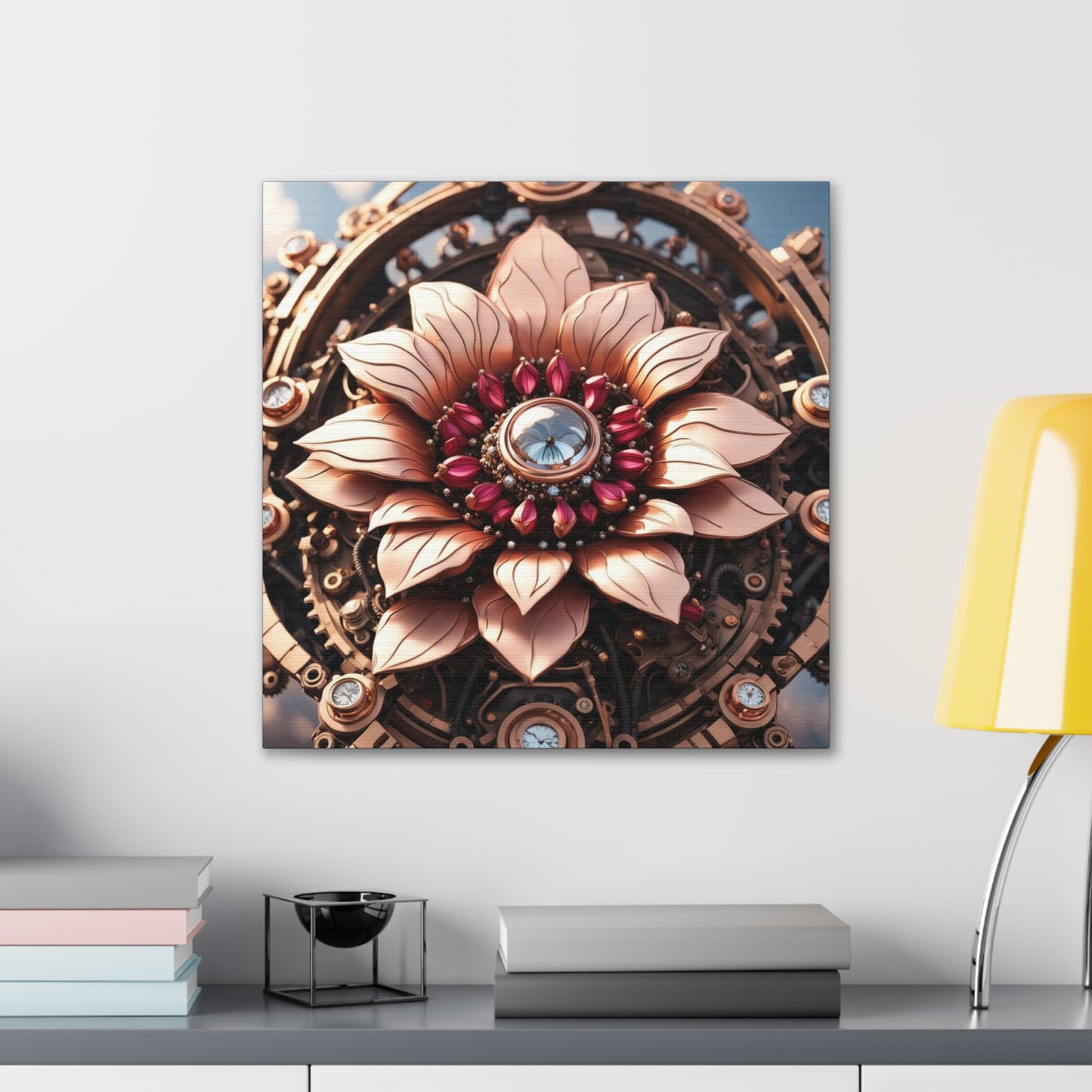 Steampunk Dahlia Flower NFT Art Canvas Gallery Wraps