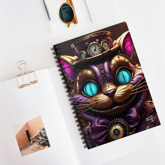 Steampunk Cat NFT Art Spiral Notebook - Ruled Line