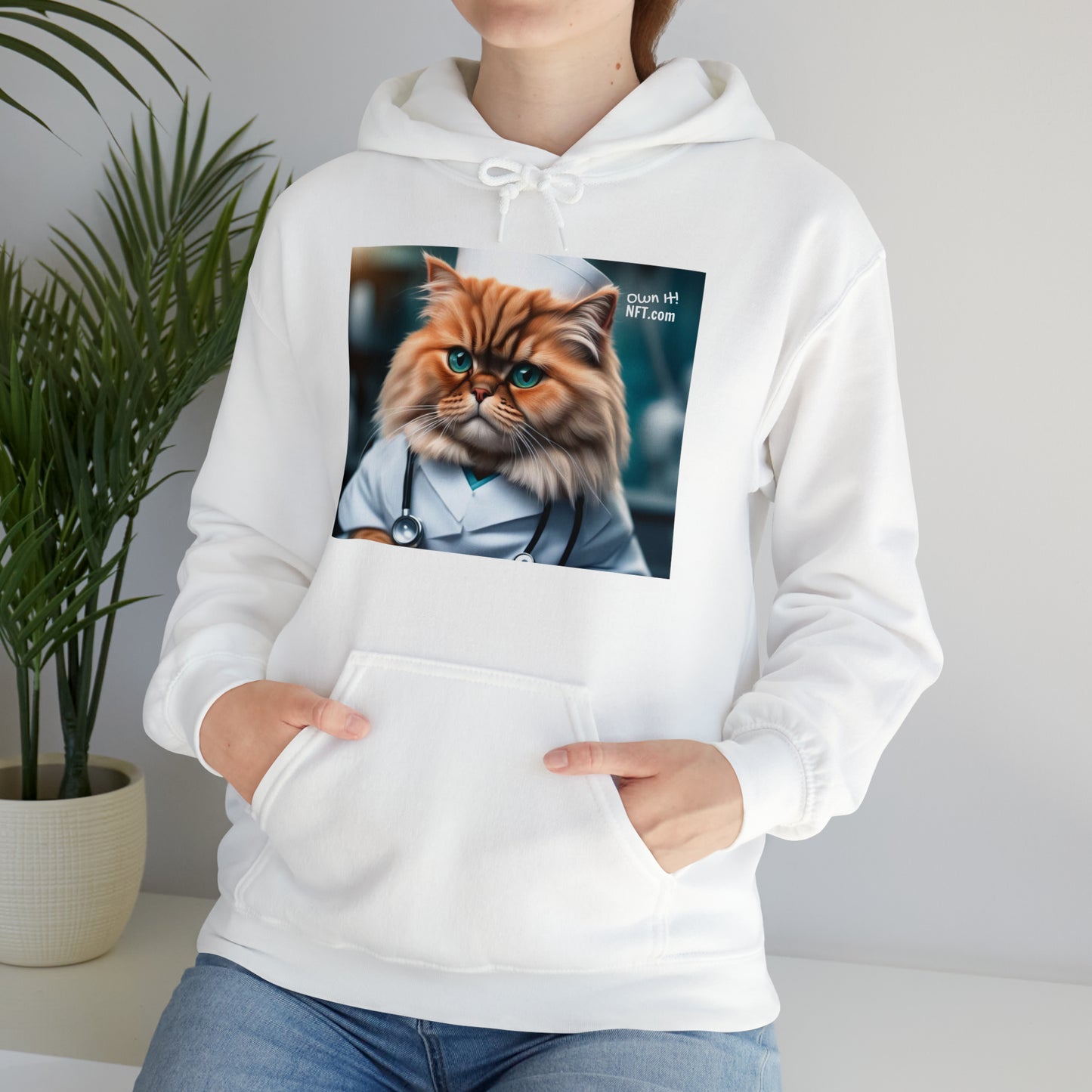 The Nurse Cat Profession NFT Art Unisex Heavy Blend™ Hooded Sweatshirt