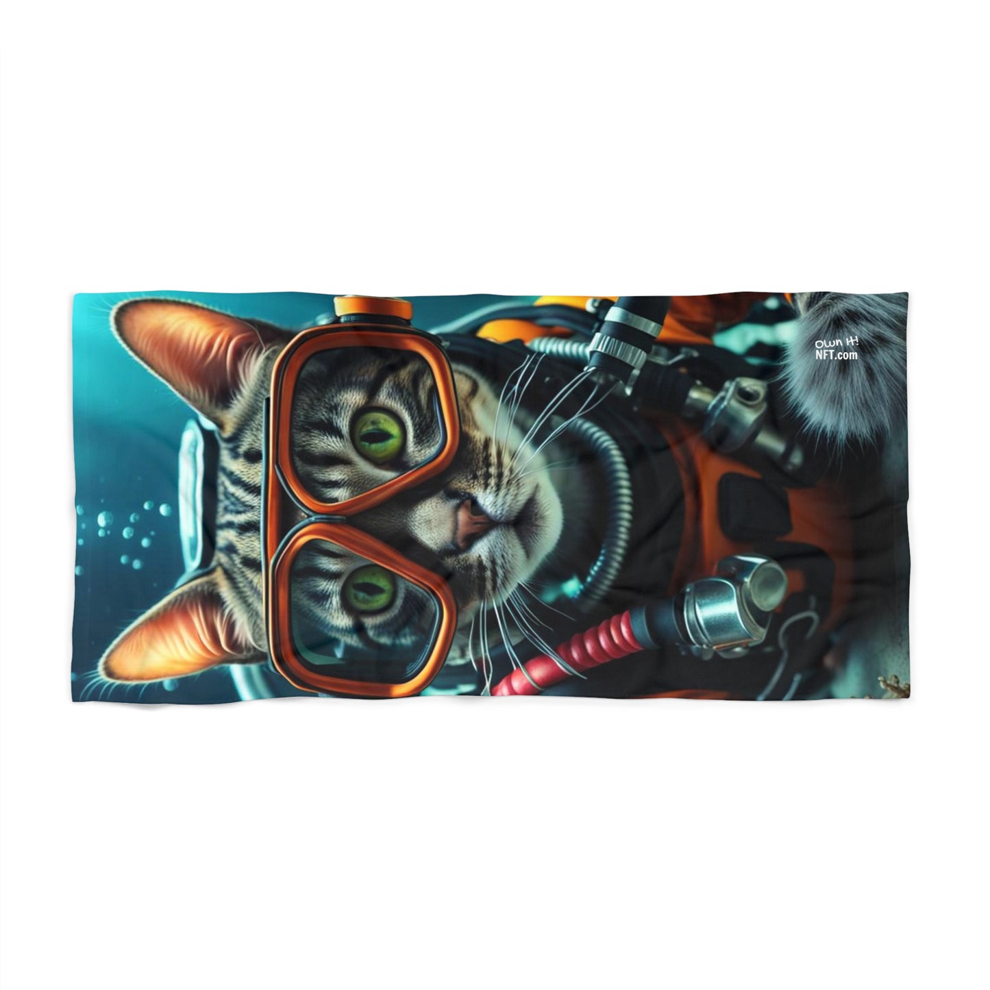 The Scuba Diver Cat Profession NFT Art Beach Towel