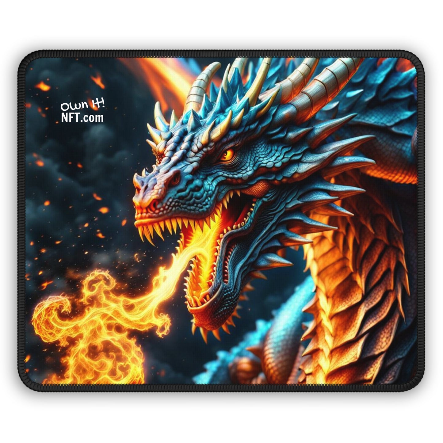 Fan Inspired Fire-Breathing Dragon NFT Art Gaming Mouse Pad