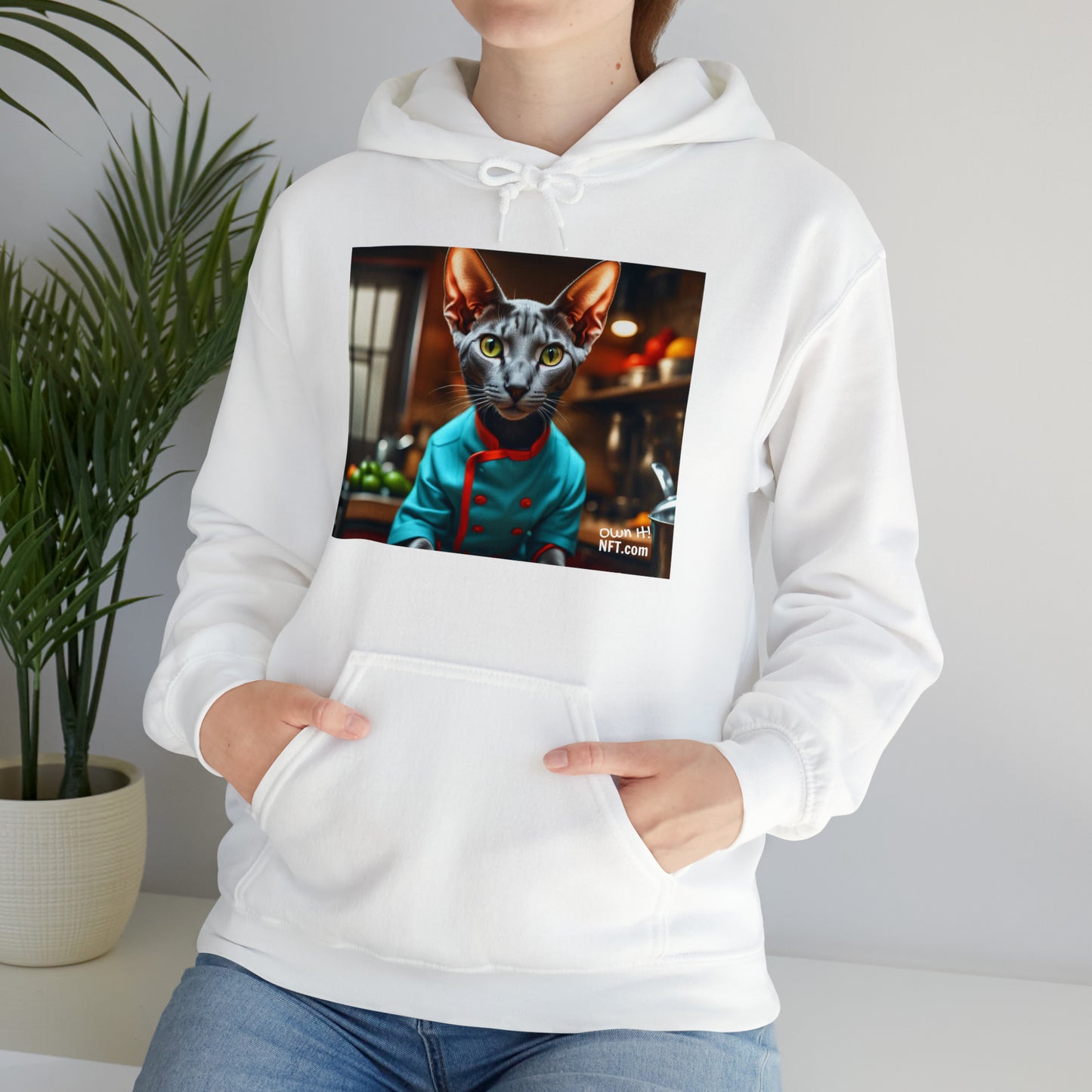 The Head Chef Cat Profession NFT Art Unisex Heavy Blend™ Hooded Sweatshirt