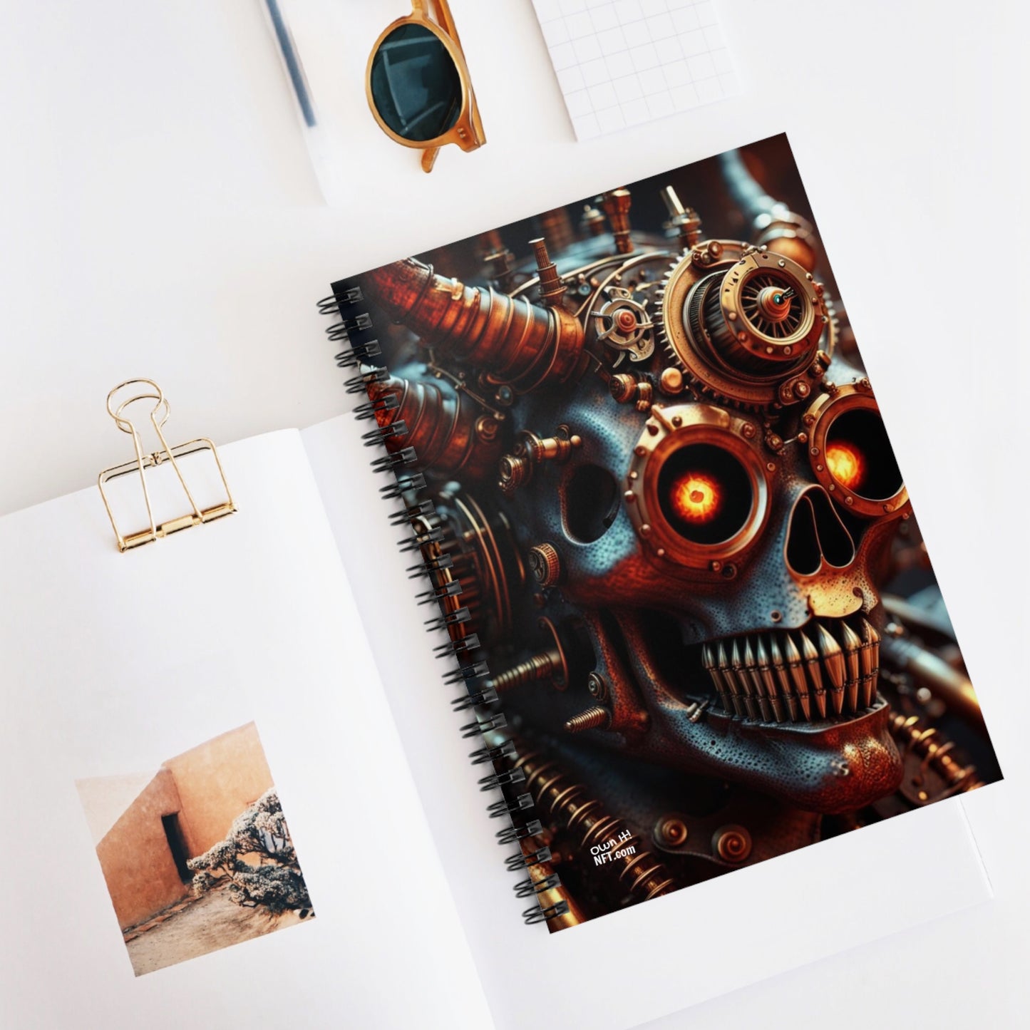 Steampunk Devil NFT Art Spiral Notebook - Ruled Line