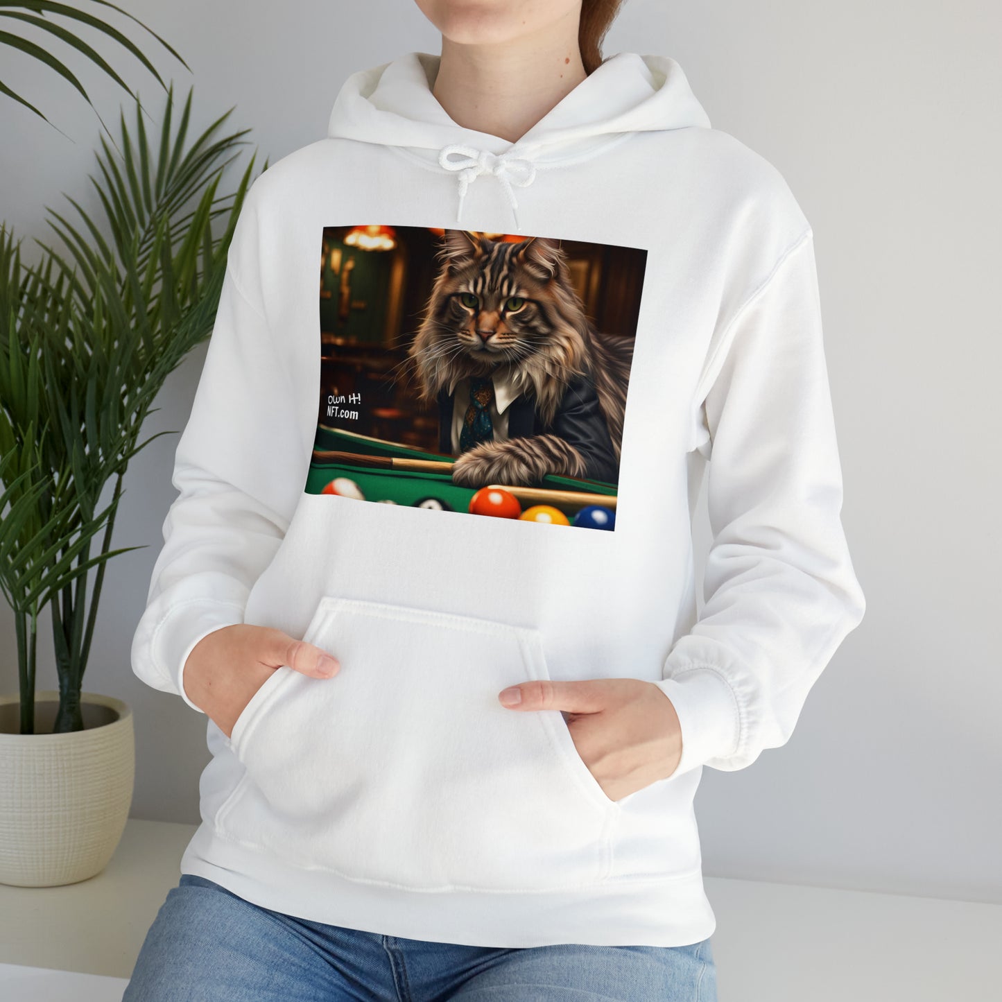 The Pool Shark Cat Profession NFT Art Unisex Heavy Blend™ Hooded Sweatshirt