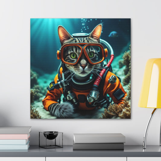 The Scuba Diver Cat Profession NFT Art Canvas Gallery Wraps