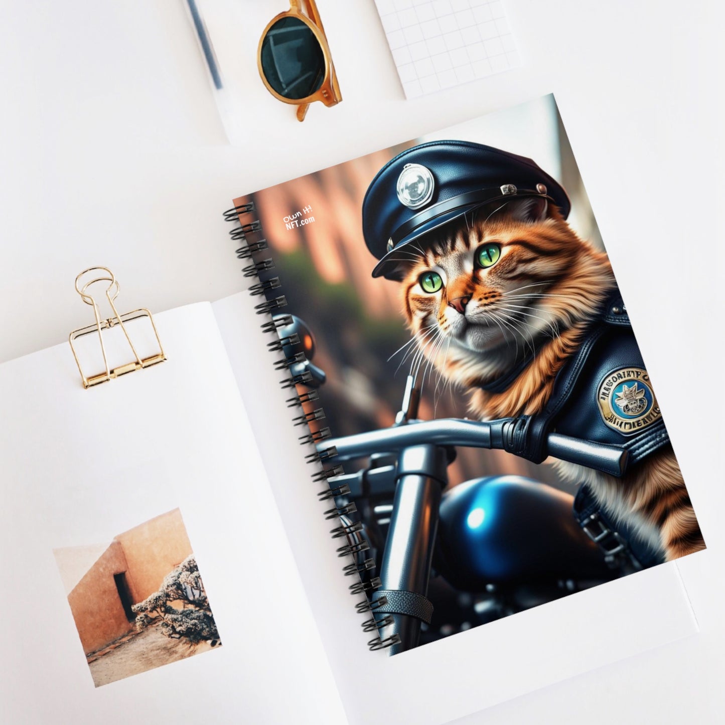 The Police Officer Cat Profession NFT Art Spiral Notebook - Ruled Line