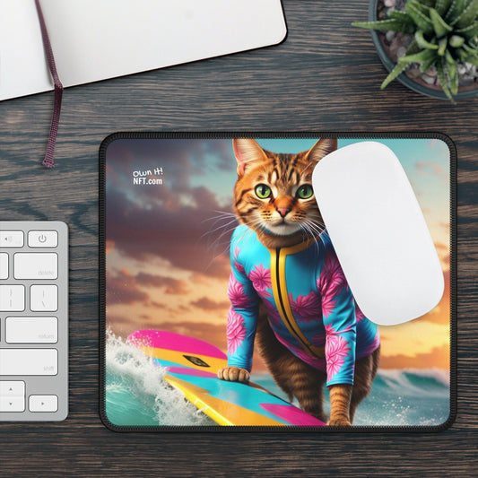 The Surf Instructor Cat Profession NFT Art Gaming Mouse Pad