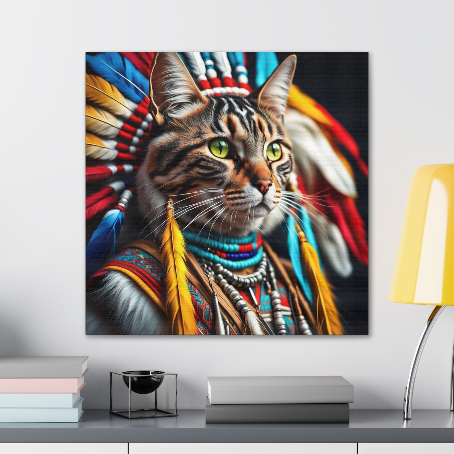 The American Indian Chief Cat Profession NFT Art Canvas Gallery Wraps