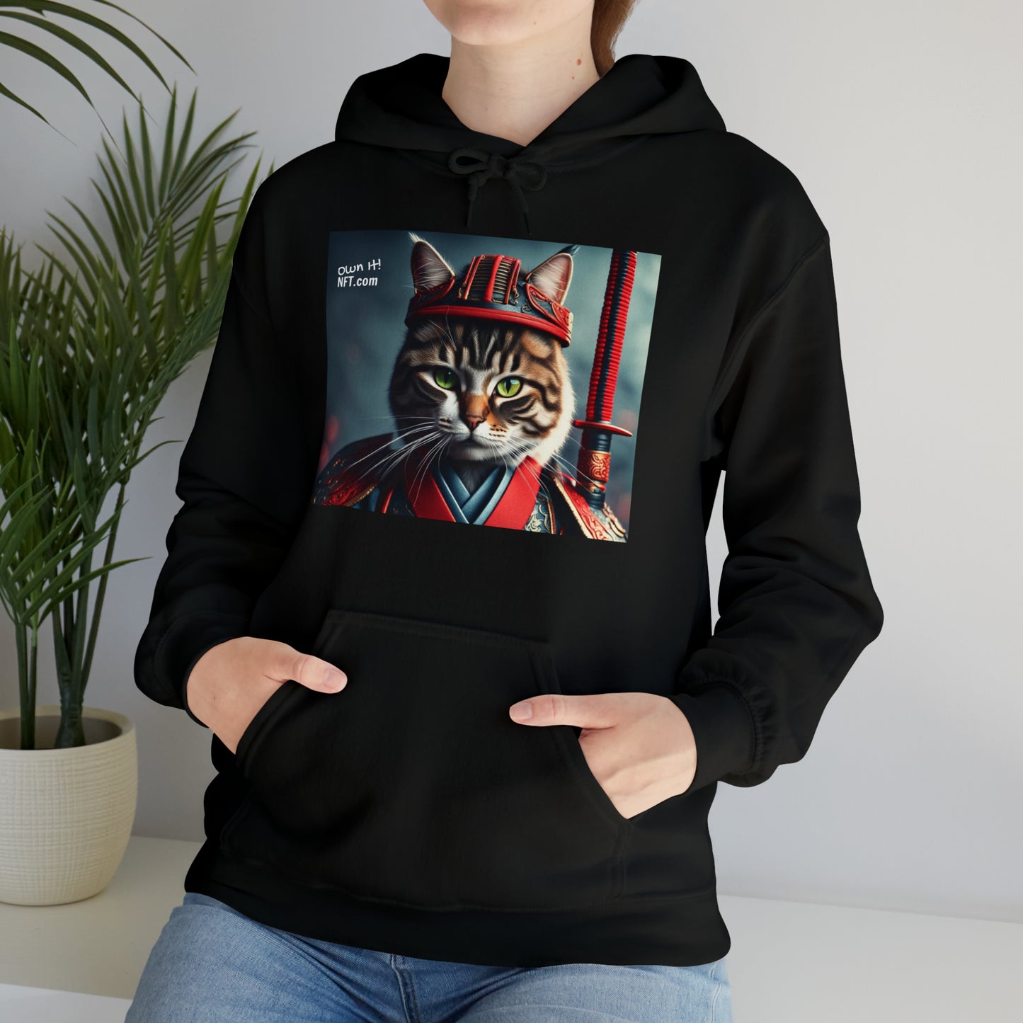 The Samurai Cat Profession NFT Art Unisex Heavy Blend™ Hooded Sweatshirt