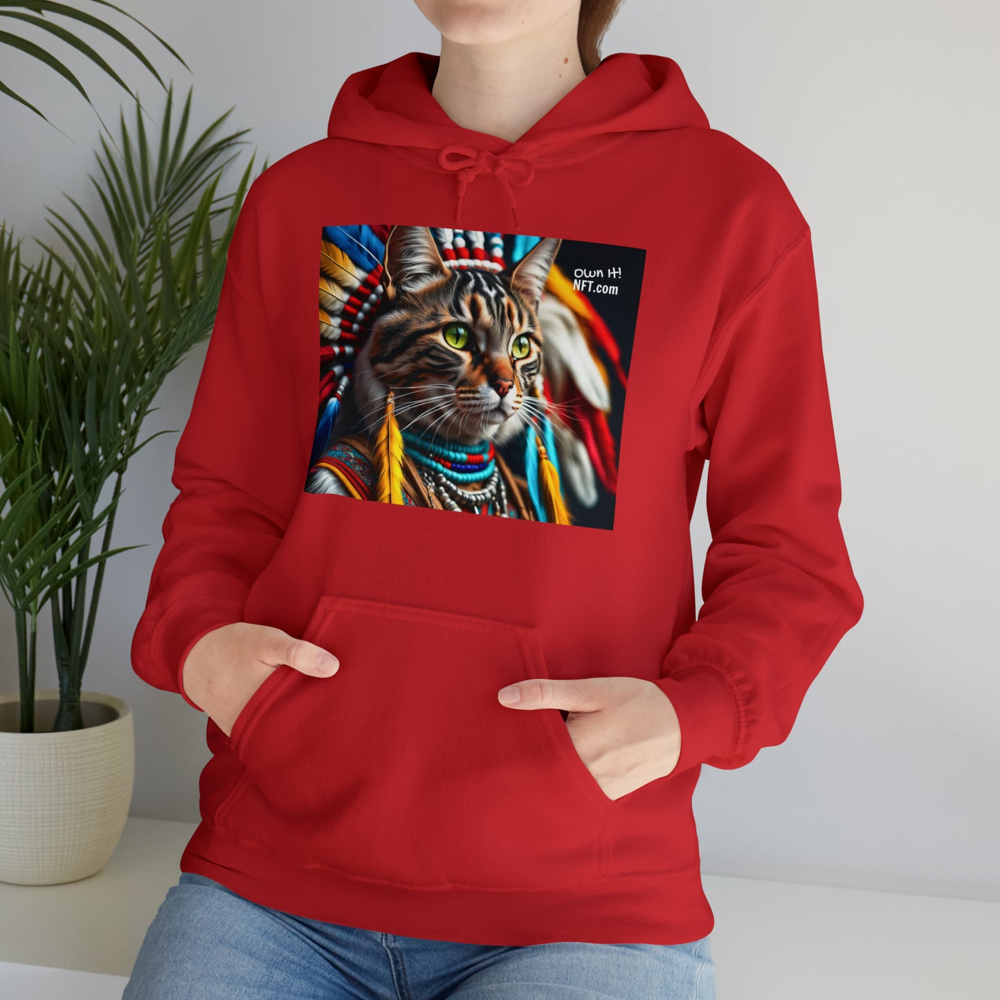 The American Indian Chief Cat Profession NFT Art Unisex Heavy Blend™ Hooded Sweatshirt