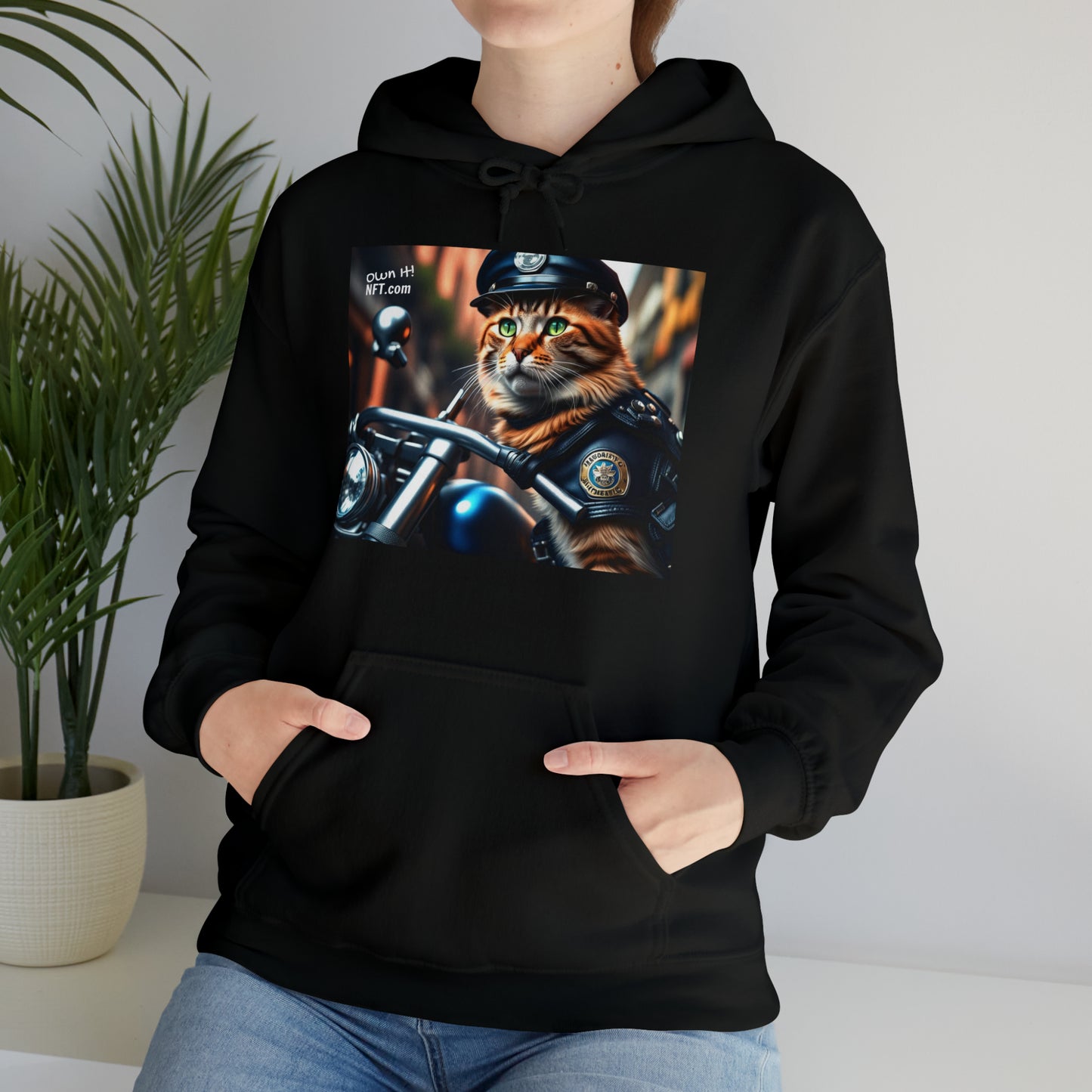 The Police Officer Cat Profession NFT Art Unisex Heavy Blend™ Hooded Sweatshirt