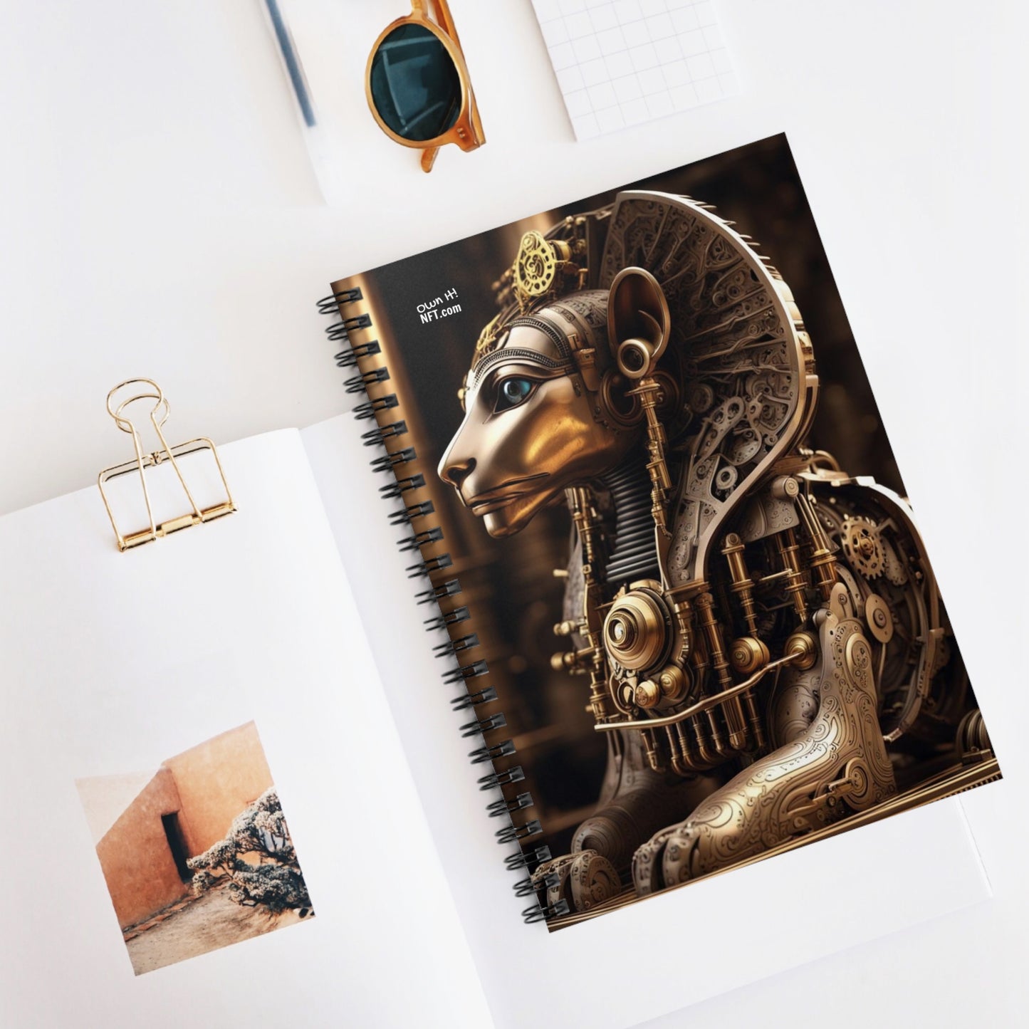 Steampunk Sphinx NFT Art Spiral Notebook - Ruled Line