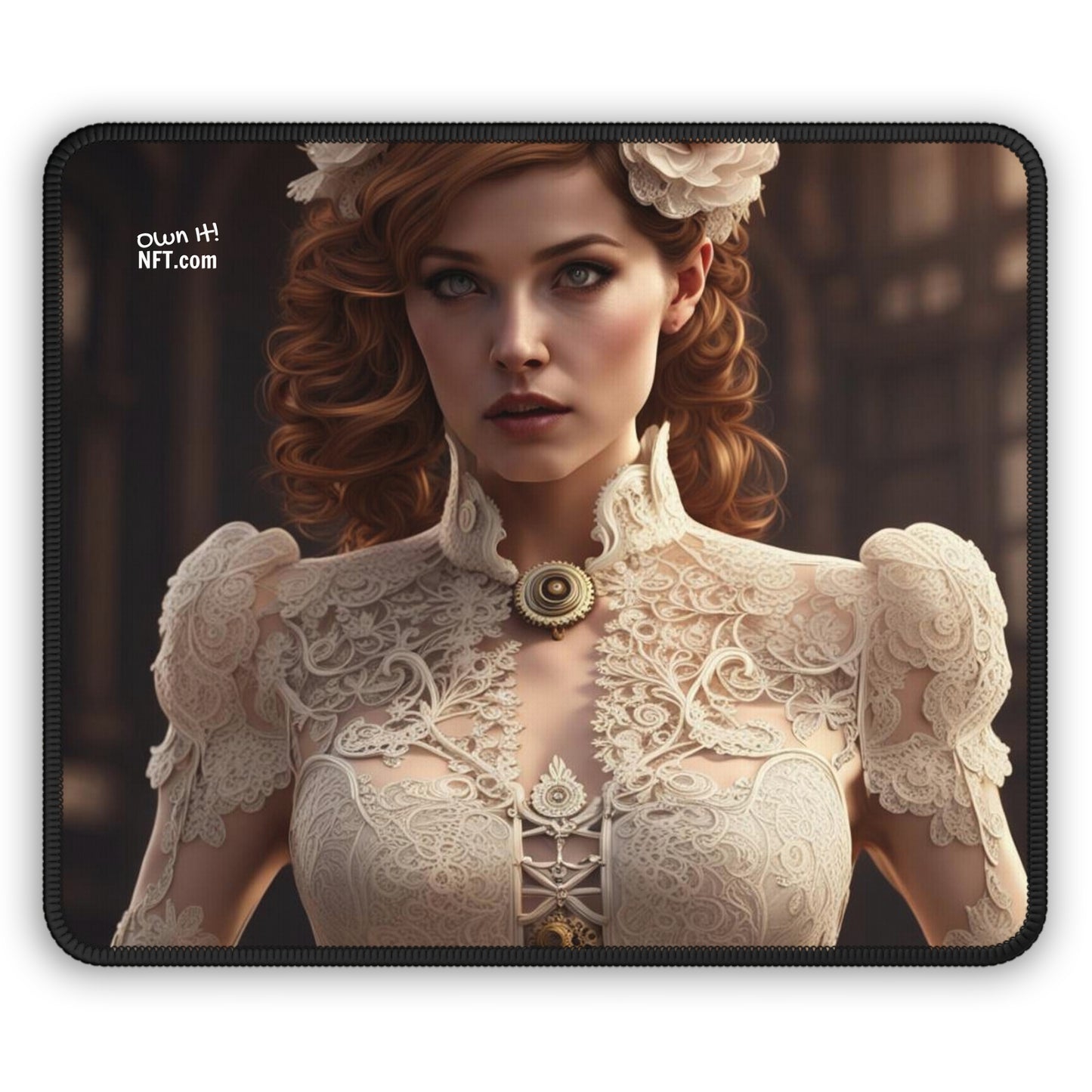 Steampunk Wedding Dress NFT Art Gaming Mouse Pad