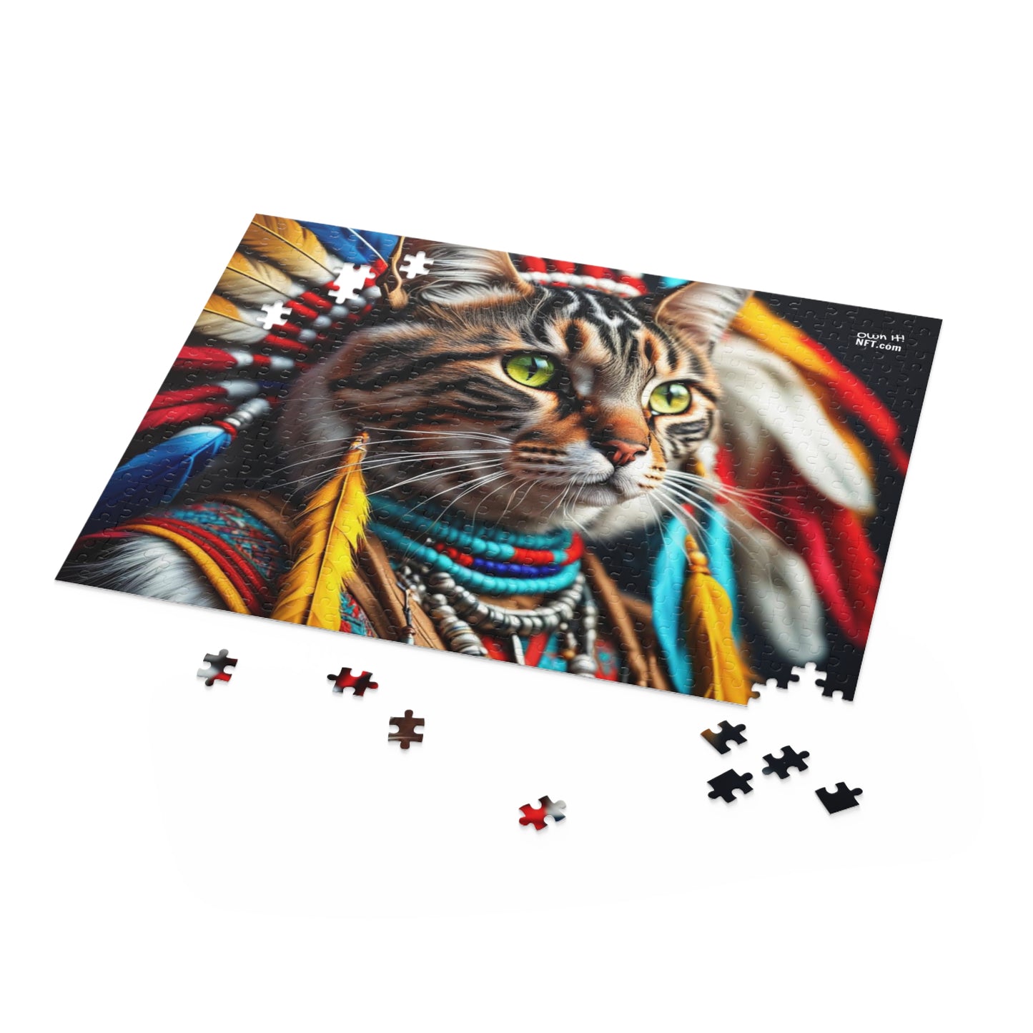 American Indian Chief Cat Profession NFT Art Collection Puzzle (120, 252, 500-Piece)