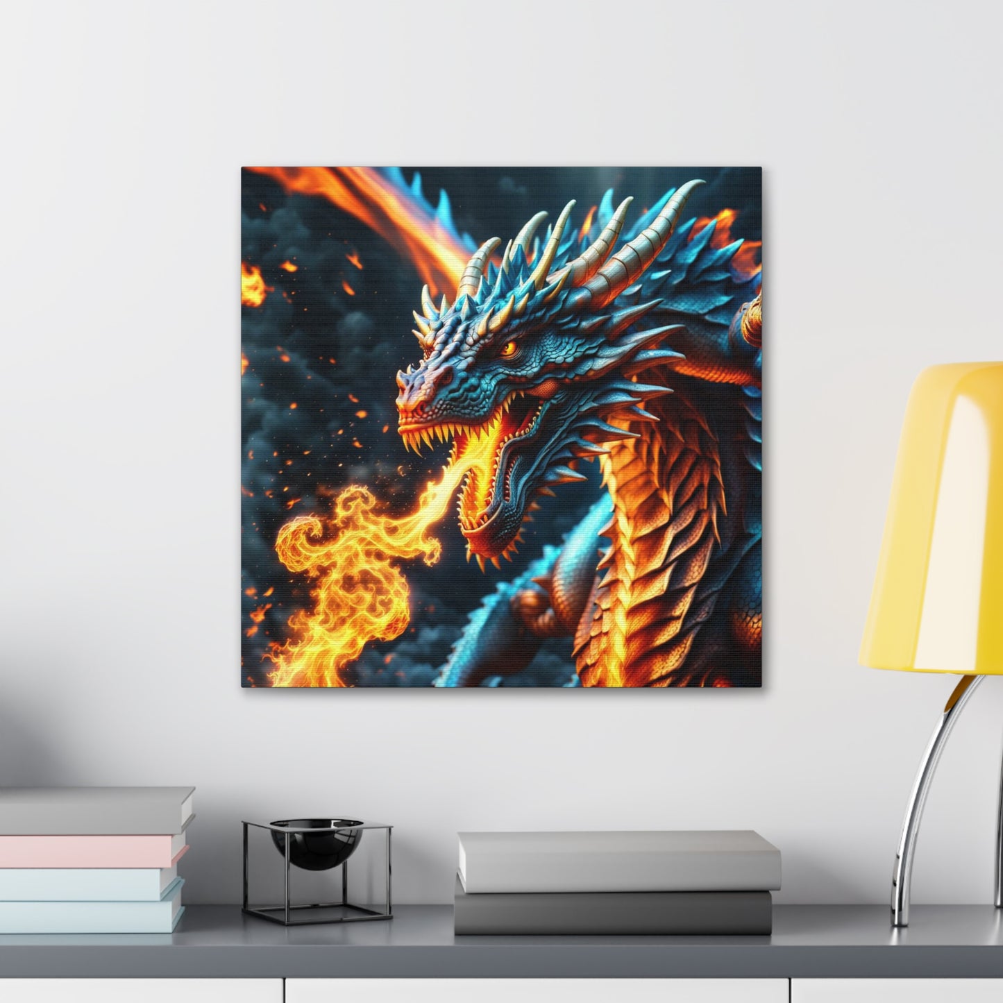 Fan Inspired Fire-Breathing Dragon NFT Art Canvas Gallery Wraps