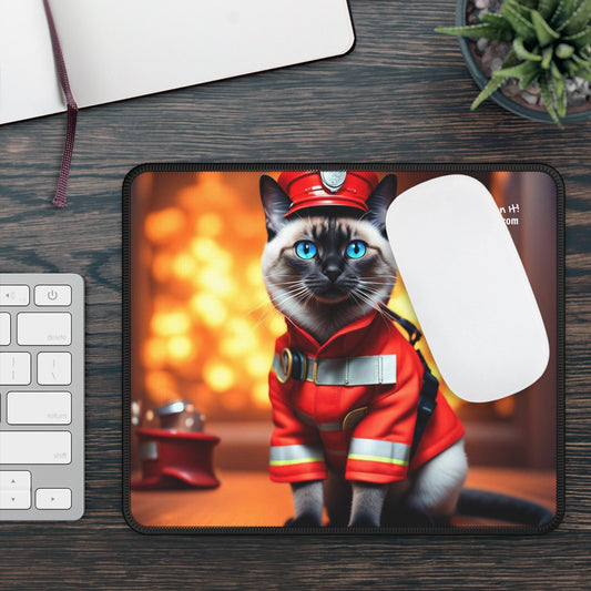 The Fireman Cat Profession NFT Art Gaming Mouse Pad