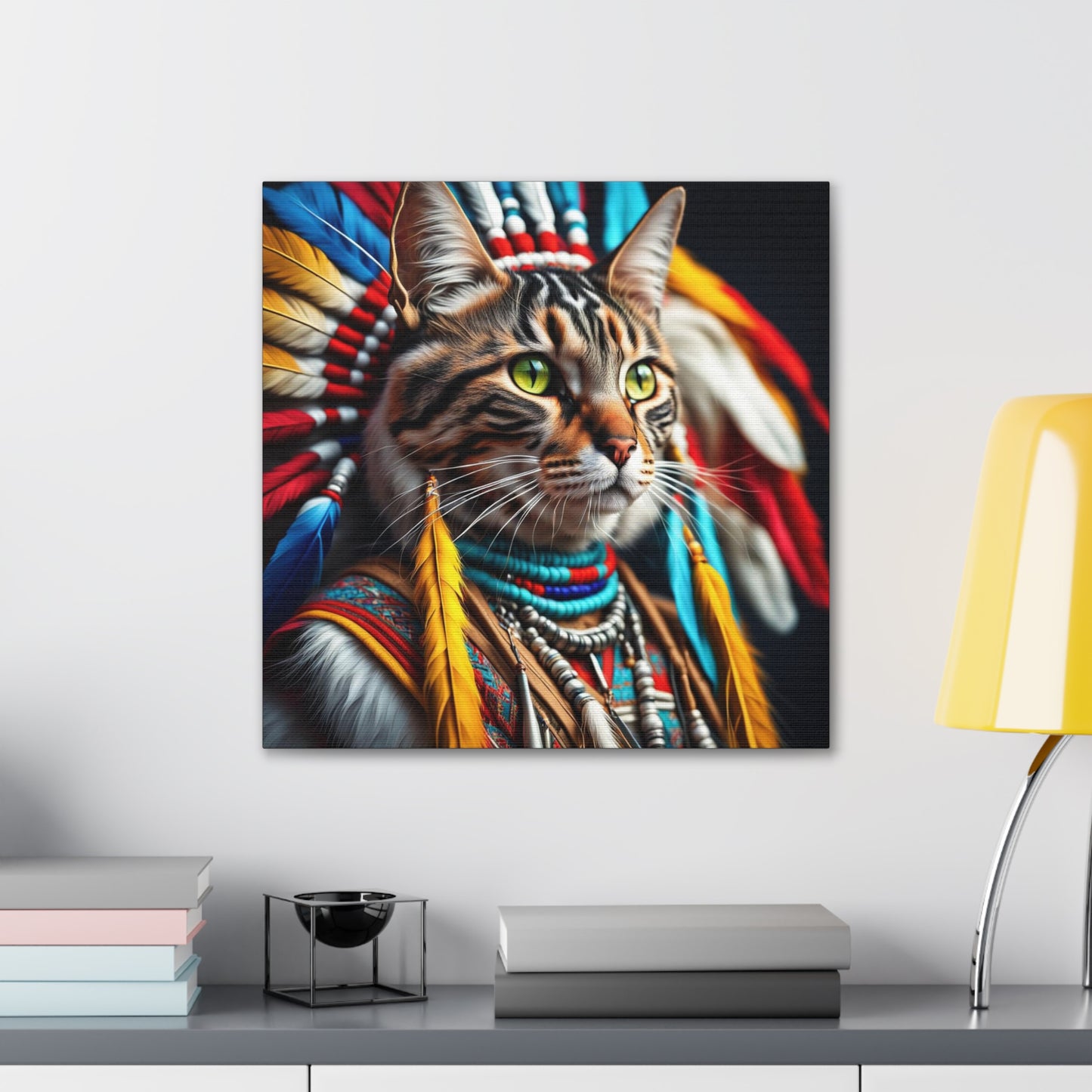 The American Indian Chief Cat Profession NFT Art Canvas Gallery Wraps