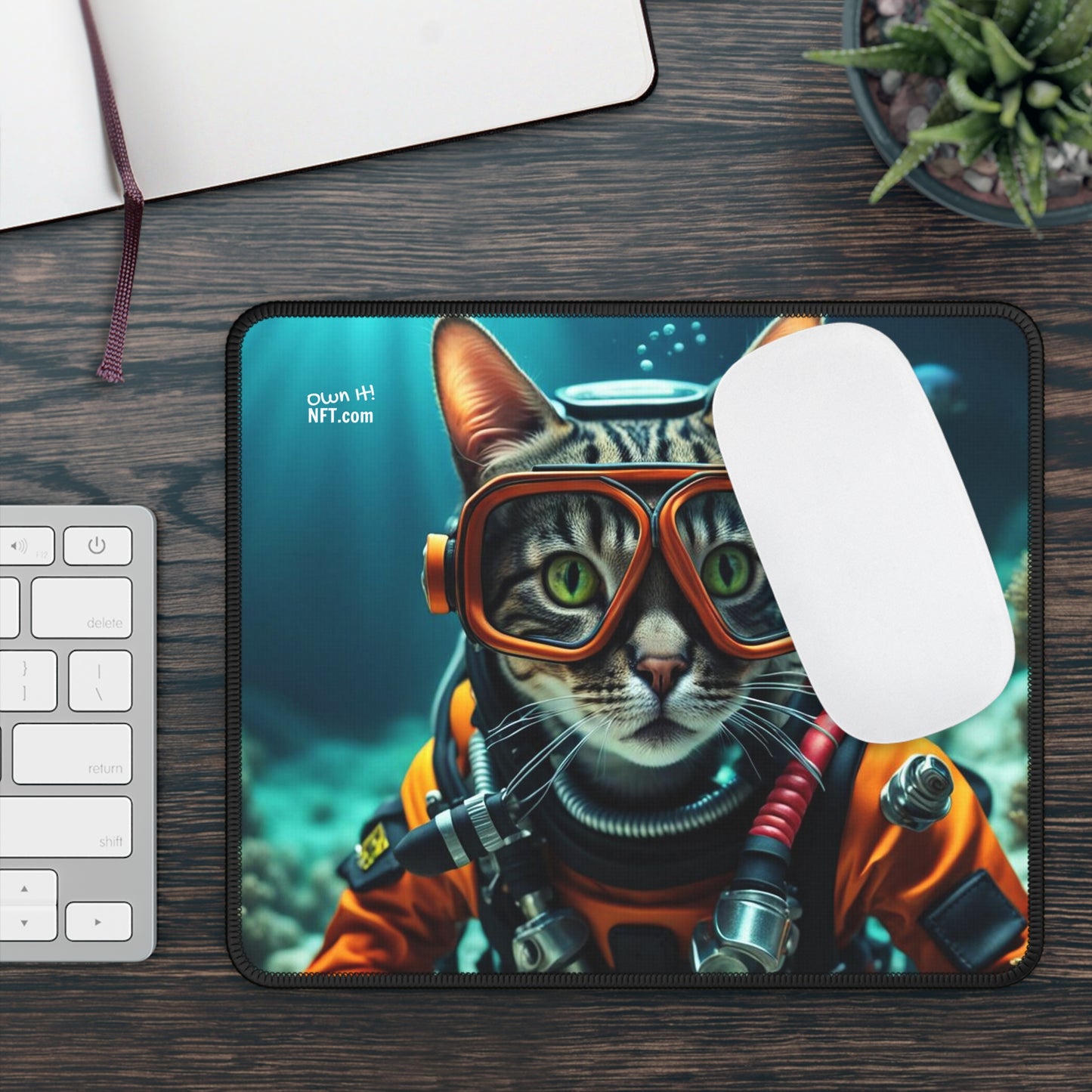 The Scuba Diver Cat Profession NFT Art Gaming Mouse Pad