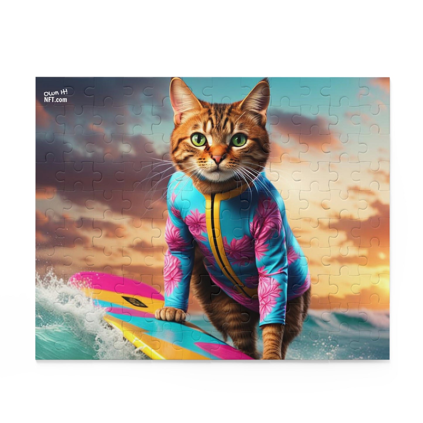 Surf Instructor Cat Profession NFT Art Collection Puzzle (120, 252, 500-Piece)