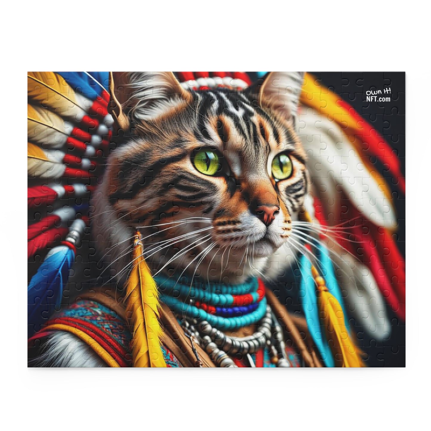 American Indian Chief Cat Profession NFT Art Collection Puzzle (120, 252, 500-Piece)