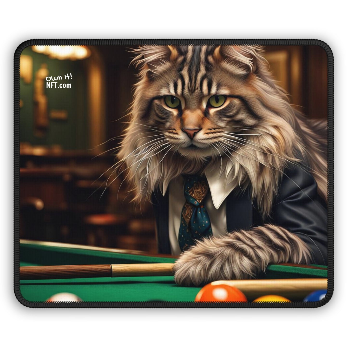 The Pool Shark Cat Profession NFT Art Gaming Mouse Pad