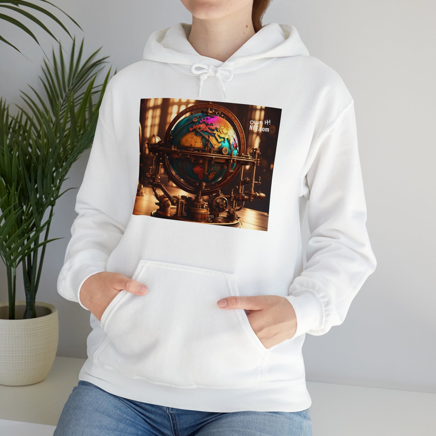 Steampunk World Globe NFT Art Unisex Heavy Blend™ Hooded Sweatshirt