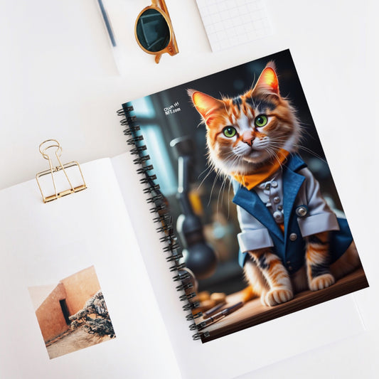 The Scientist Cat Profession NFT Art Spiral Notebook - Ruled Line