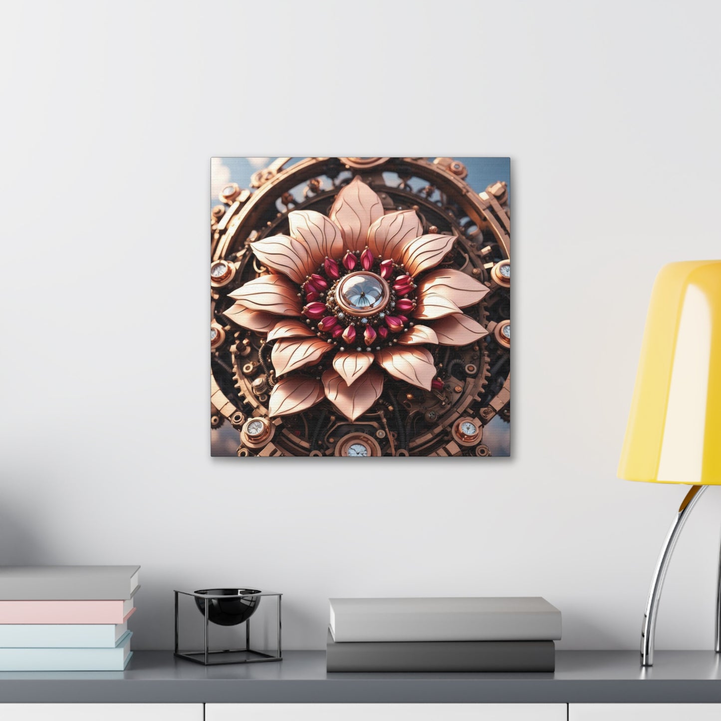 Steampunk Dahlia Flower NFT Art Canvas Gallery Wraps