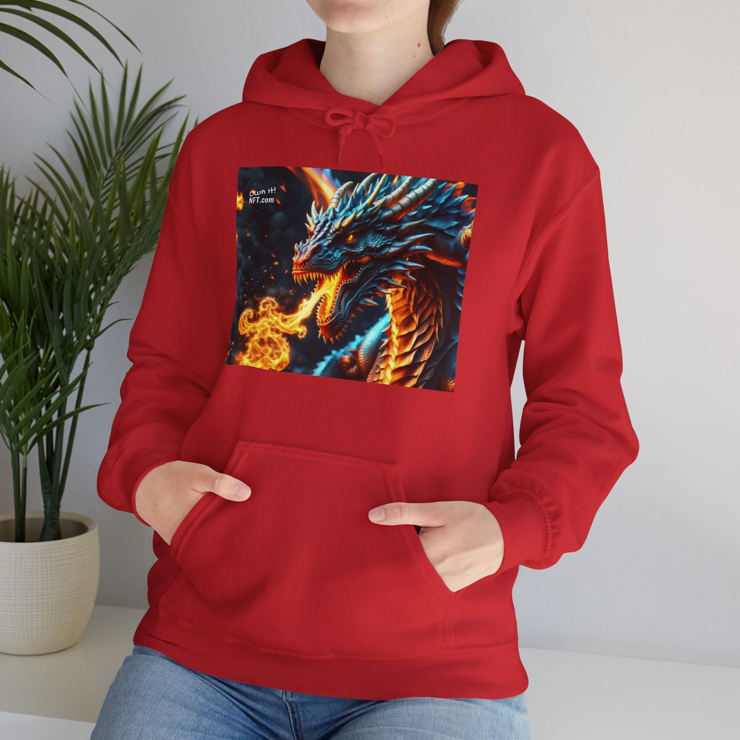 Fan Inspired Fire-Breathing Dragon NFT Art Unisex Heavy Blend™ Hooded Sweatshirt