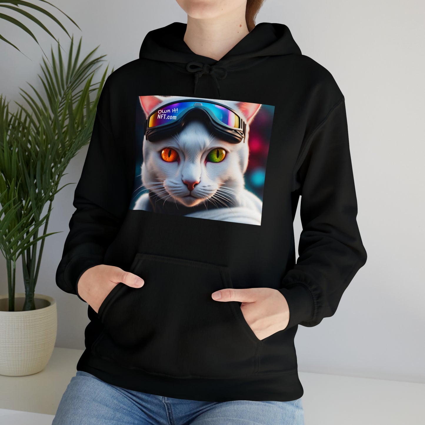 The Ski Instructor Cat Profession NFT Art Unisex Heavy Blend™ Hooded Sweatshirt