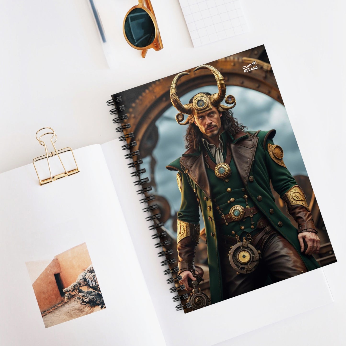 Steampunk Norse God Loki NFT Art Spiral Notebook - Ruled Line